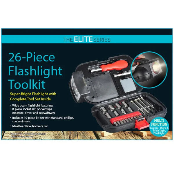 The Elite Series 26 Piece Flashlight Toolkit, Ideal for Home, Office or Car Use. Great for Emergencies and Small Household Repairs- 10002411 The Elite Series 26 Piece Flashlight Toolkit, Ideal for Home, Office or Car Use. Great for Emergencies and Small Household Repairs- 10002411